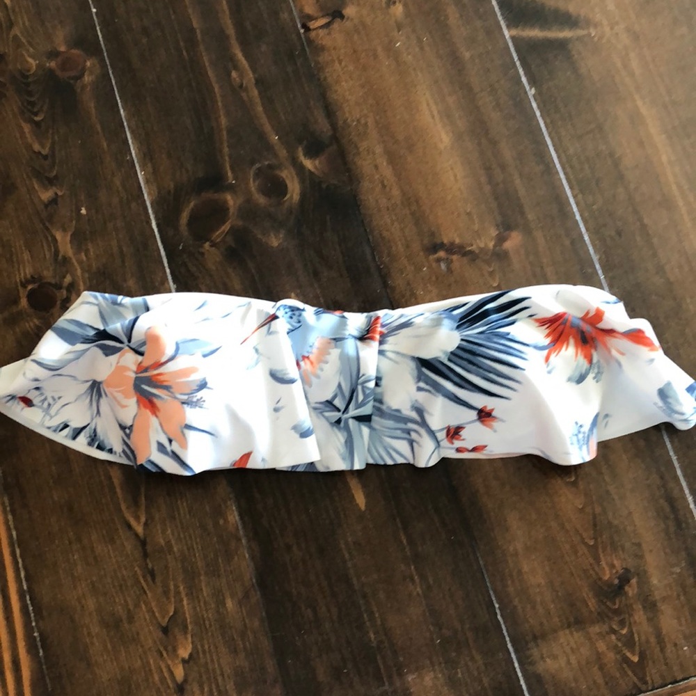 L Space strapless flounce bathing suit bikini top